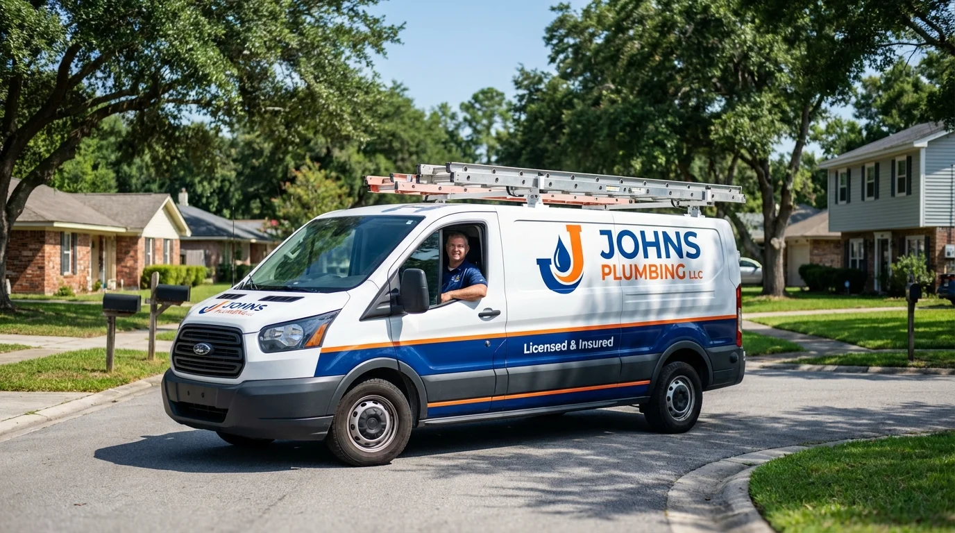 Johns Plumbing LLC service van in Albemarle, NC