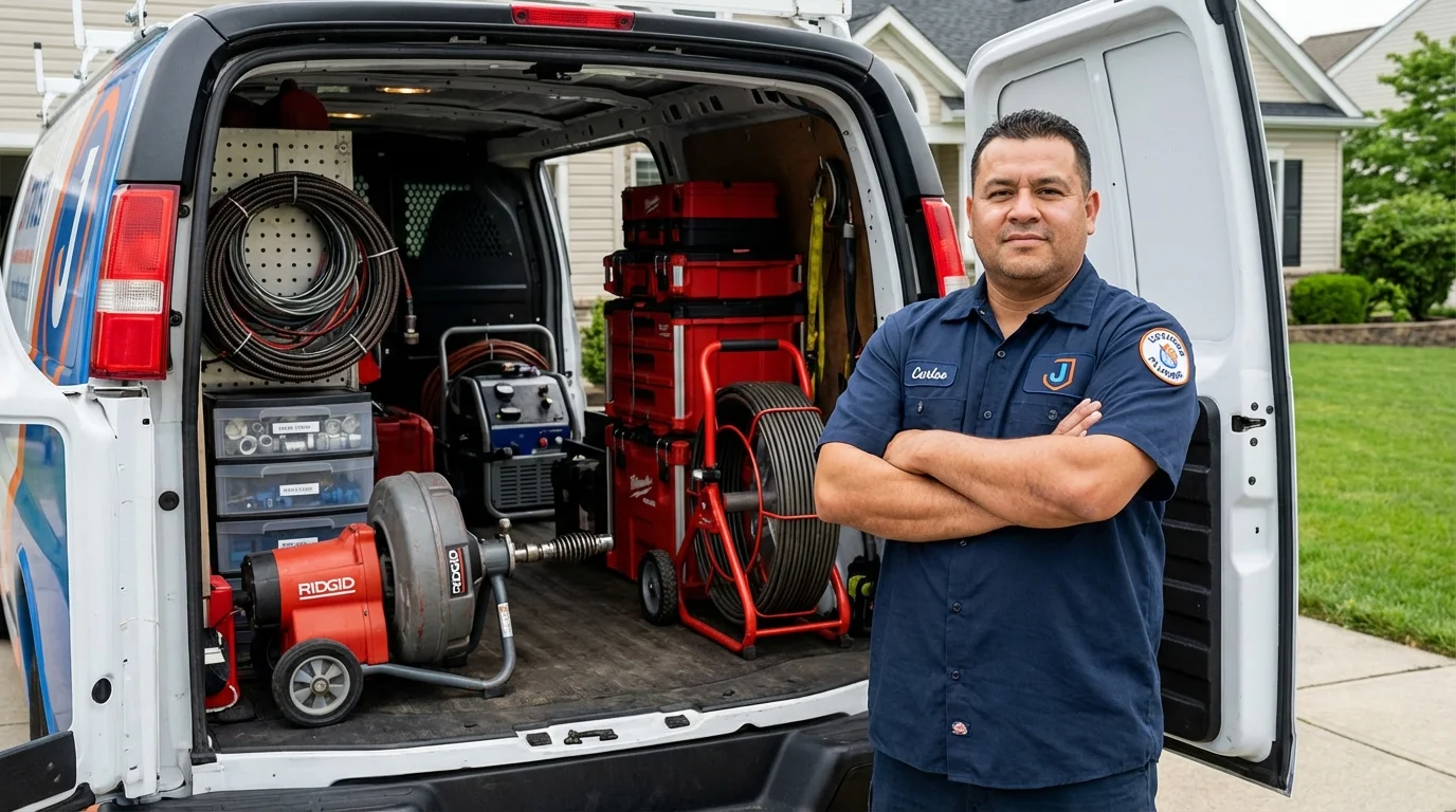 Professional drain cleaning equipment and Johns Plumbing LLC plumber in Albemarle